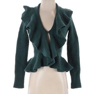 Teal Ruffle Cardigan